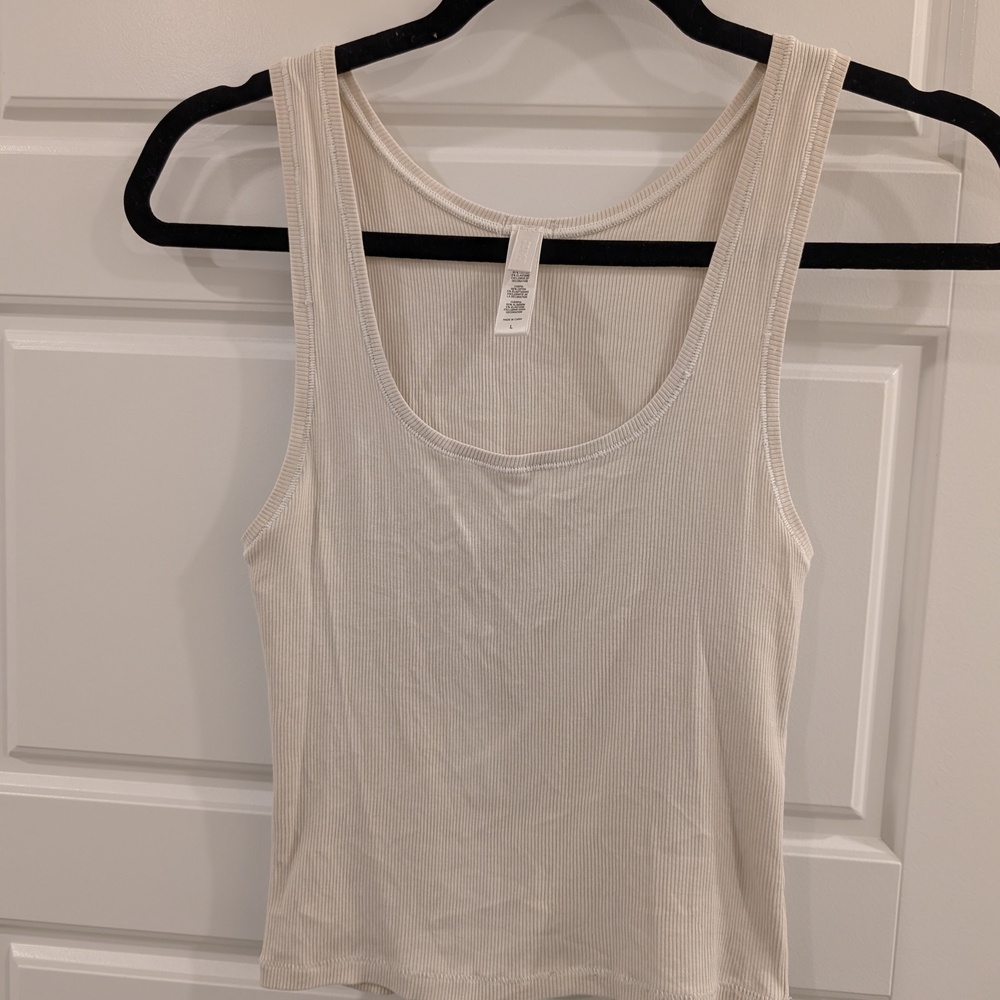 SKIMS Cream Ribbed Tank Top